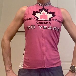 Pink sleeveless cycling jersey XS